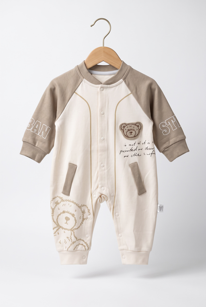 Teddy Varsity Full-Sleeve Winter Romper