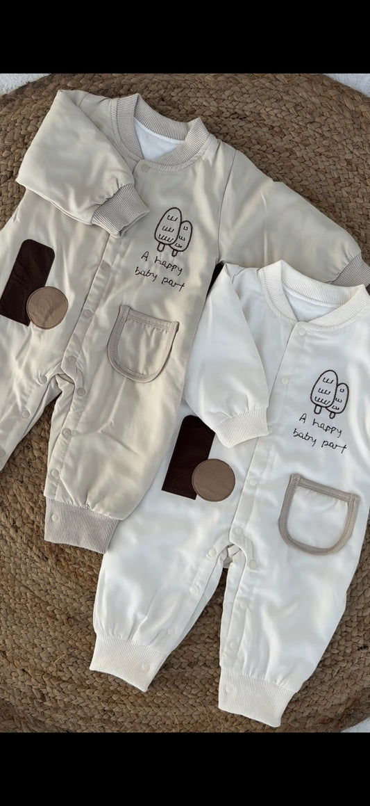 Happy Quilted Winter Pocket Romper