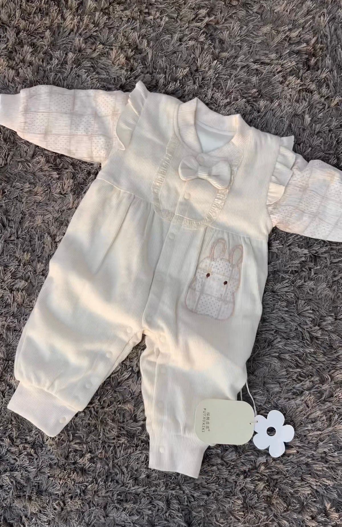 Bow & Bear Ribbed Winter Romper