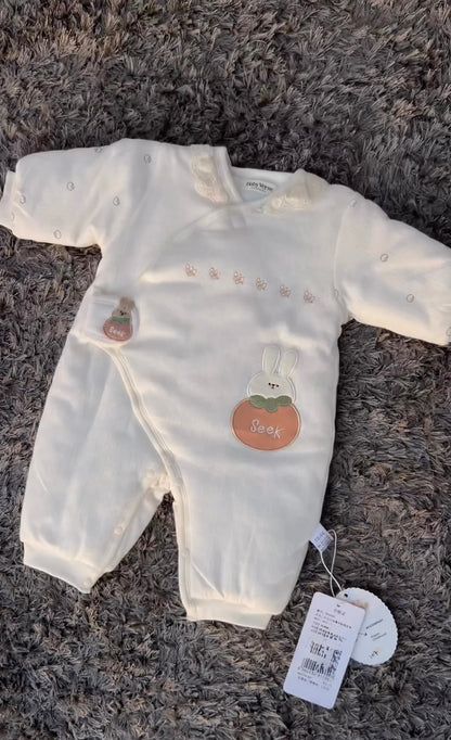 Bunny Seek Embroidered Winter Romper