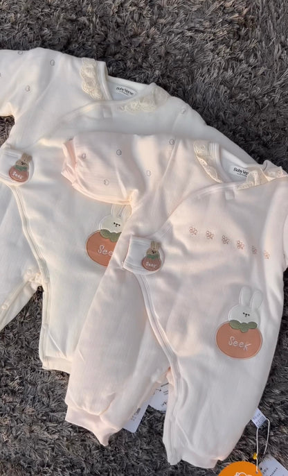 Bunny Seek Embroidered Winter Romper