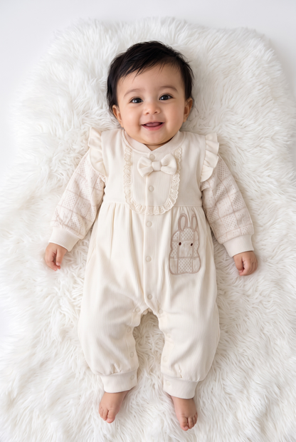Bow & Bear Ribbed Winter Romper