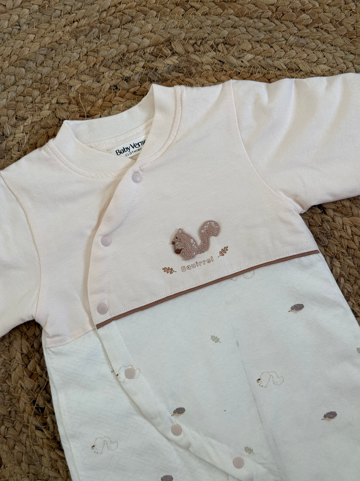 Ivory Squirrel Embroidered Wrap Winter Romper