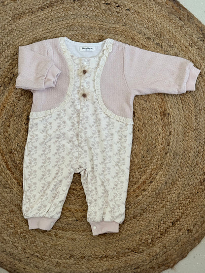 Floral Lace & Bow Embroidered Baby Winter Romper