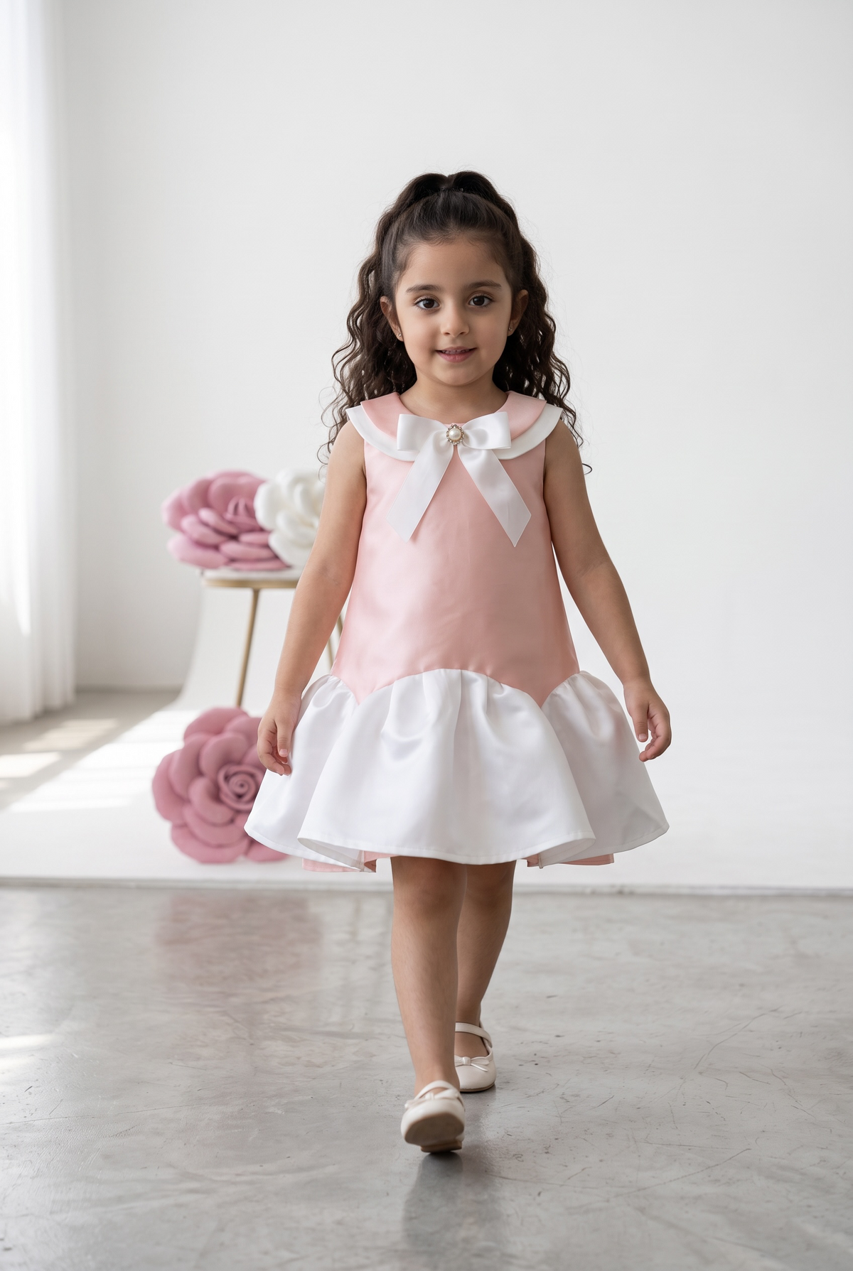 Satin Bow Party Dress for Girls