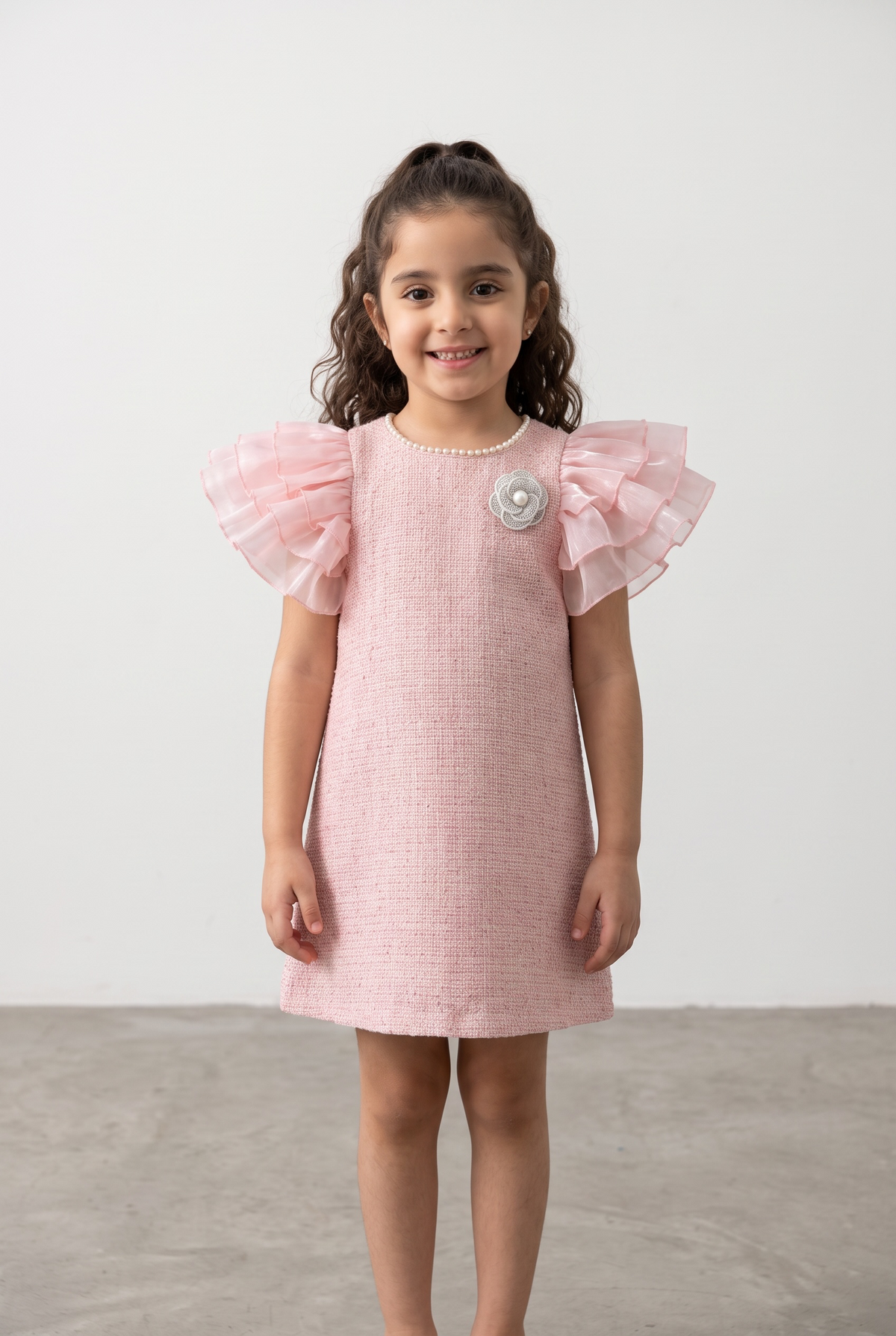 Pearl Blossom Tweed Dress