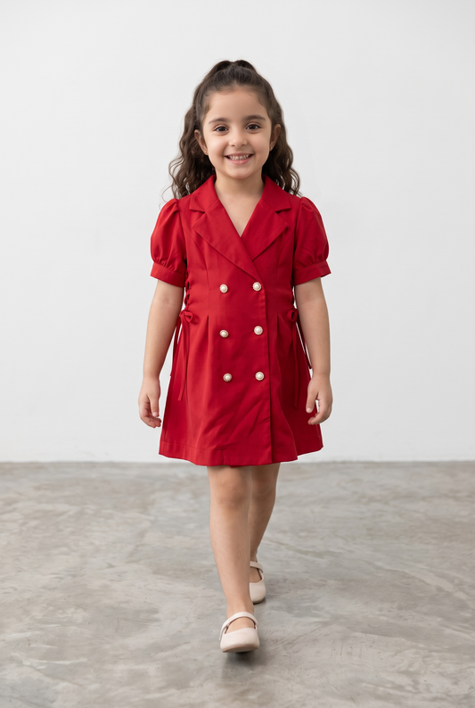 Scarlet Elegance Blazer Dress