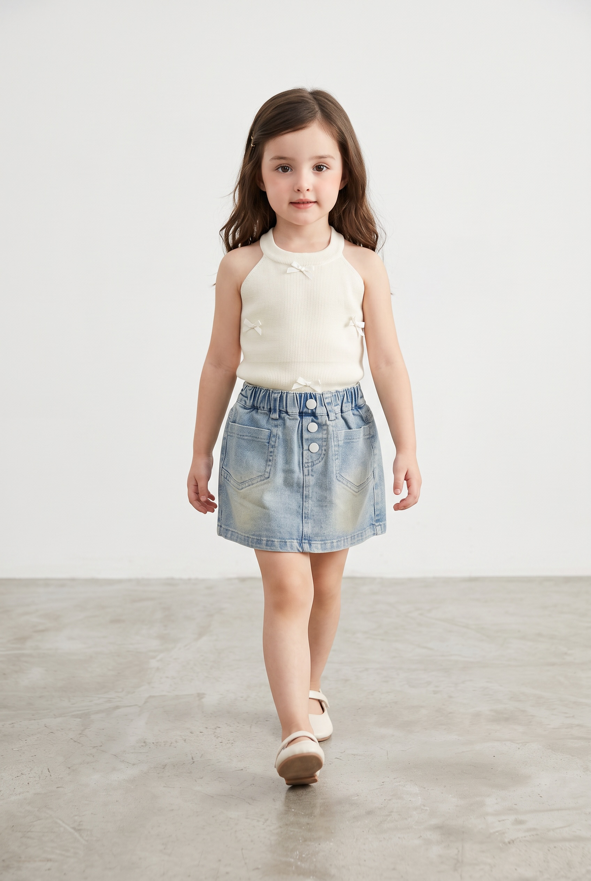 Sweet Bow Denim Shorts Set
