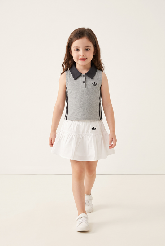 Sporty Polo Skirt Set