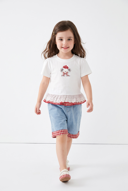 Sweet Check Frill Denim Co-Ord Set