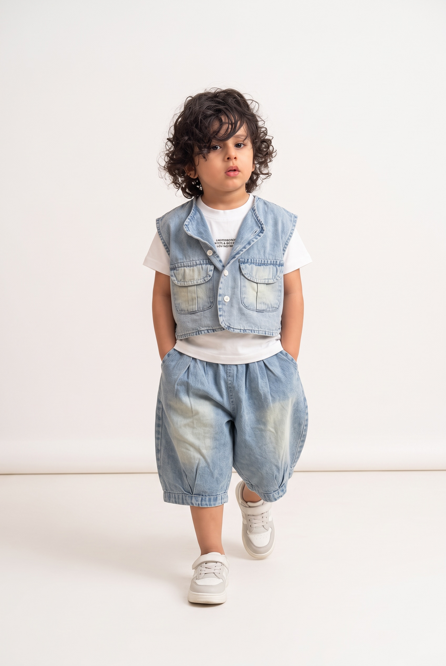 Boys 3-Piece Denim Co-ord Set with Vest & T-Shirt