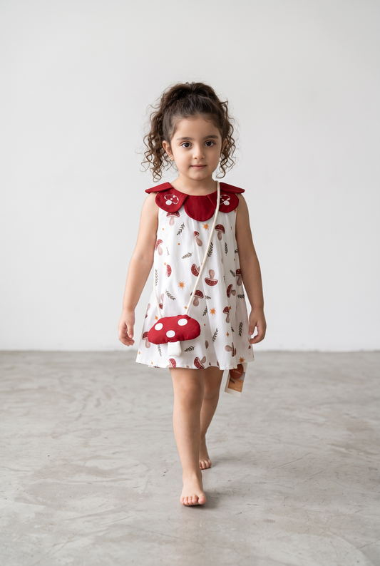 Mushroom Charm Baby Dress Set