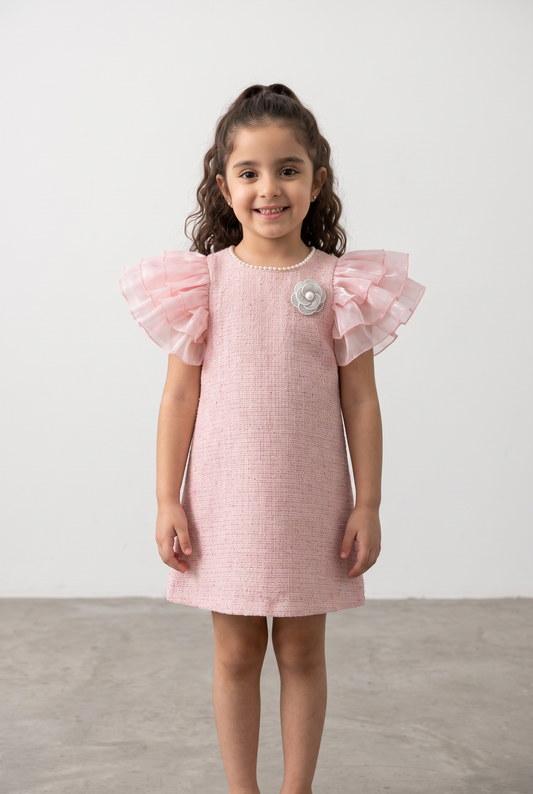 Pearl Blossom Tweed Dress