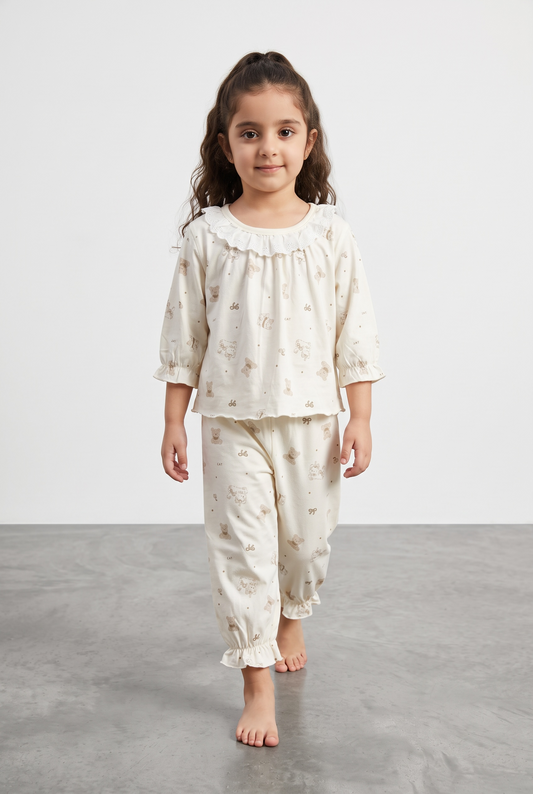 Lace Collar Cotton Lounge Set