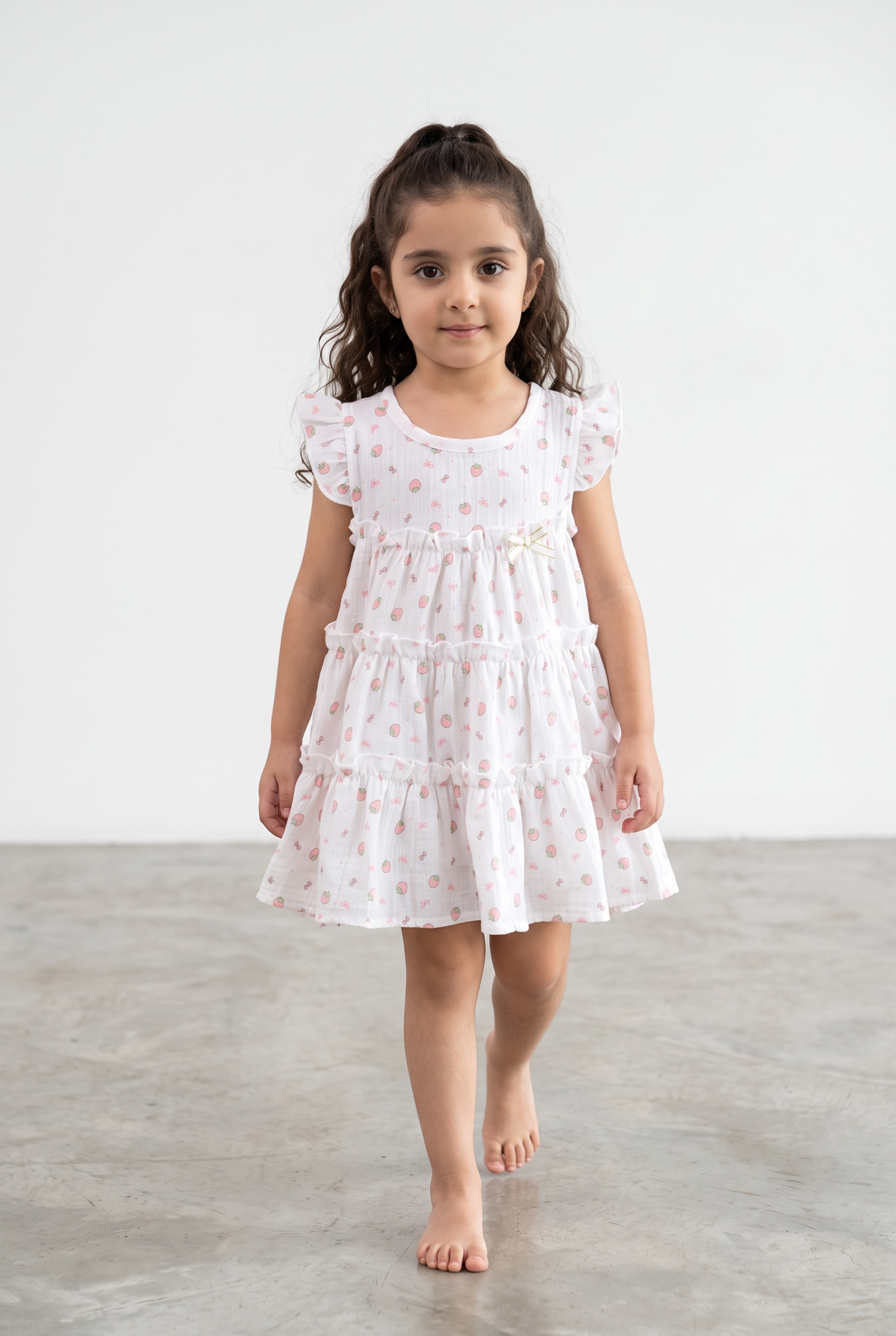 Premium Cotton Tiered Ruffle Dress Sleepwear